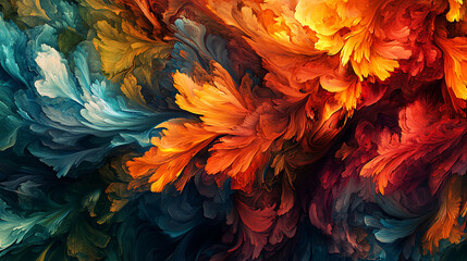 Aufkleber - Abstract background with swirling vibrant colors in blue, green, yellow, orange, and red.