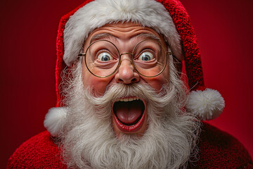 Poster - A man in a santa claus hat and glasses with his mouth open and tongue out