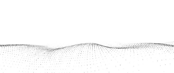 Poster - Wave of particles. Digital wave background concept. Abstract technology background. Big data visualization. Vector illustration.	