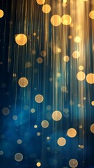 Poster - Abstract background with golden light bokeh and blue gradient, festive atmosphere concept