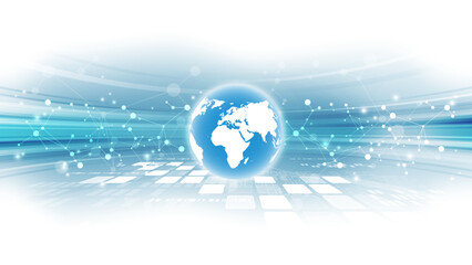 Poster - abstract technology background with world map and connection lines. vector illustration.