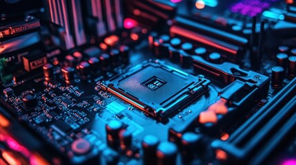 Poster - Close Up of Motherboard With CPU Socket