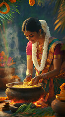 happy pongal day tamil nadu traditional indian festival background, diwali, makar sankranti