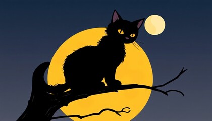 black cat at halloween night