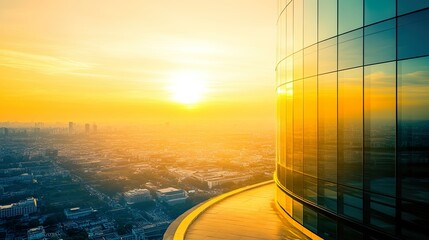 Sunset view from a modern building's edge.