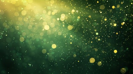 Canvas Print - Asymmetric green light burst abstract wallpaper featuring beautiful rays of light on a dark green background, blending shades of green and yellow with a golden green sparkling backdrop – ideal for cre