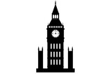 Fototapeta Big Ben - Big ben clock tower | vector silhouette illustration on white background