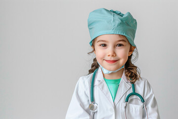 Little girl in a doctor costume. Medicine for children