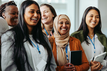 Diverse female business team enjoying a successful meeting with teamwork and collaboration