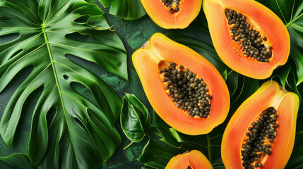 Wall Mural - Papaya fruits background