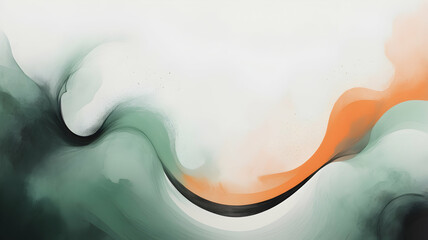 A white background with subtle, flowing gradients blending softly between green, orange, black. A texture with a rough, grainy feel, with smoky wisps adding depth.