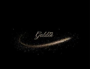 Wall Mural - Isolated gorgeous beige arc with shiny small tinsel on black design.