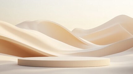 Aufkleber - 3D rendering template featuring a minimal podium set against a landscape with beige and cream hues
