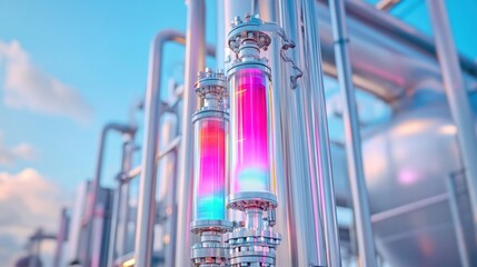 Poster - Colorful Tubes in Modern Industrial Facility