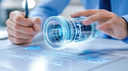 Poster - Futuristic technology concept with holographic interface