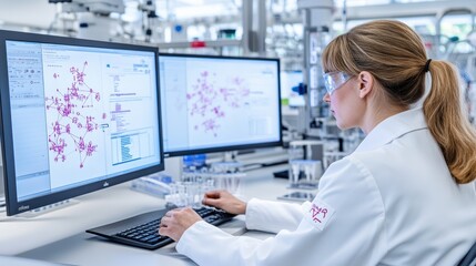 Poster - Scientist Analyzing Data in Modern Laboratory Setting