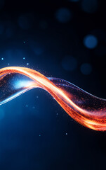 Wall Mural - Abstract flowing wave design with vibrant colors and bright glowing elements on a dark background.