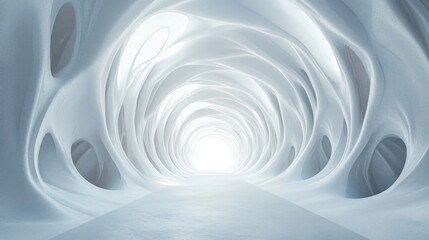 Aufkleber - 3D rendering of a white abstract sci fi tunnel resembling a futuristic spaceship corridor