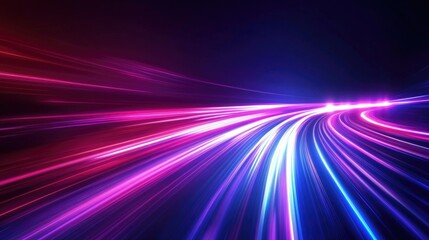 Aufkleber - Abstract Neon Dark Background With Long Exposure Light Trails Futuristic Technology Design Featuring Motion Effect High Speed Light Streaks Dynamic Motion Backdrop