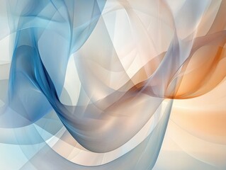 Aufkleber - Abstract painting featuring overlapping azure and beige shapes circular chains a light burst smooth lines and translucent forms within a white frame Ideal for wallpaper Vector design
