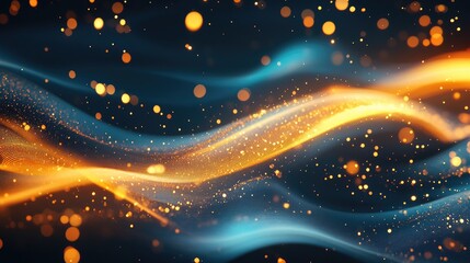 Aufkleber - Abstract background with flowing light effects featuring golden blurred waves Glowing neon design for creative projects