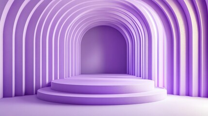 Aufkleber - A collection of purple concentric arches on a podium providing a contemporary and minimalist setting for product display against a lavender backdrop 3D render illustration