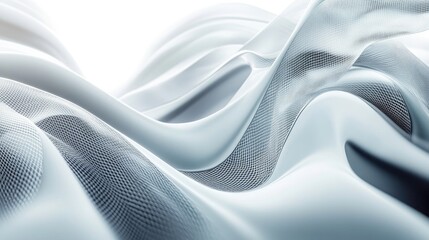 Poster - Abstract white and grey flowing wave background with a futuristic sci fi design Creative graphic suitable for web use