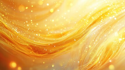 Poster - Bright golden wave painting with a blurred background Abstract artistic design featuring decorative fractal elements