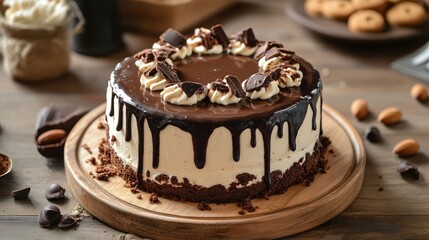 Aufkleber - Chocolate Soft Cake with Almonds and Cookies