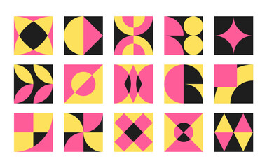 Wall Mural - set, collection geometric shapes. trendy set with shapes different style. bauhaus, futuristic, memph