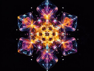 Aufkleber - Abstract illustration of a fantasy snowflake featuring vibrant light elements in EPS10 format