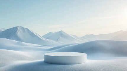 Poster - Abstract winter scenery featuring a pedestal for product presentation 3D rendering