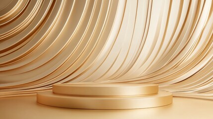 Poster - 3D rendered abstract podium backdrop for product display in gold tones