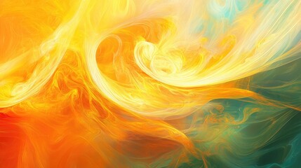 Poster - Bright golden wave painting with a blurred background Abstract artistic design featuring decorative fractal elements