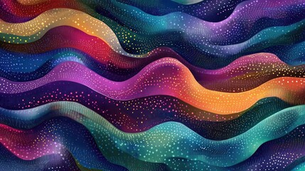 Poster - Abstract psychedelic waves background featuring vibrant pop dots and deep colors creating a fantastical texture