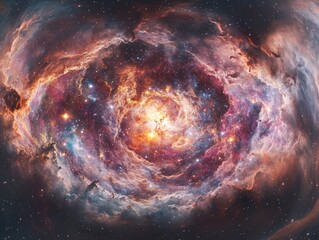 Poster - 360 degree space nebula panorama with an equirectangular projection featuring an HDRI spherical background filled with stars and a vibrant nebula created in 3D