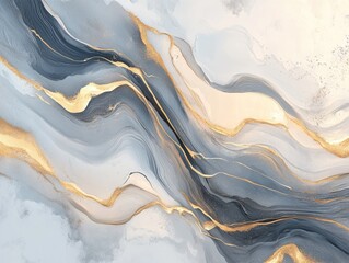 Poster - Abstract painting featuring a luxurious white and grey background Designed with futuristic motion waves for an elegant web layout