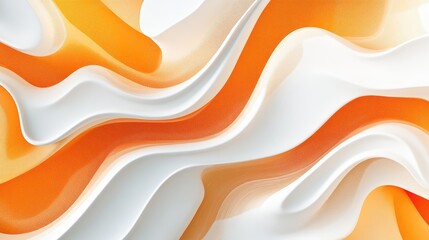 Poster - Abstract design featuring white and orange wave patterns