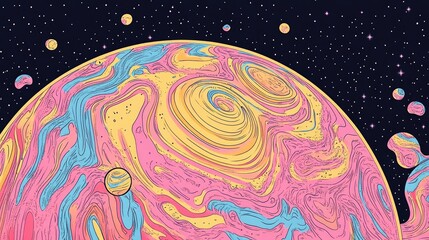 Fototapete - Abstract Macro Photo of Soap Bubbles Against a Dark Background Resembling a Planet