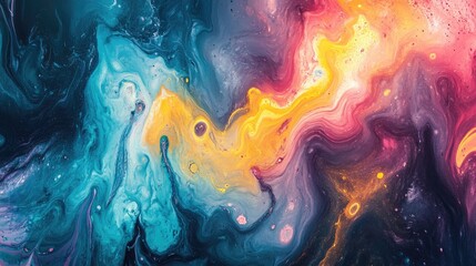 Poster - Abstract painting featuring an original design with a mix of vibrant colors Textured composition creates a modern decorative art print suitable for posters