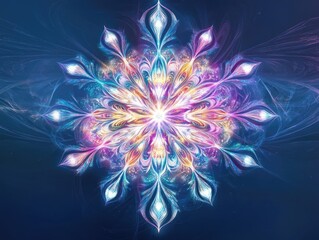 Aufkleber - Abstract illustration of a fantasy snowflake featuring vibrant light elements in EPS10 format