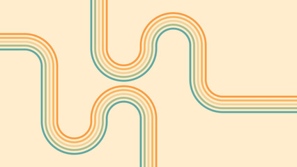 Wall Mural - abstract background of rainbow groovy wavy line design in 1970s hippie retro style. vector pattern r