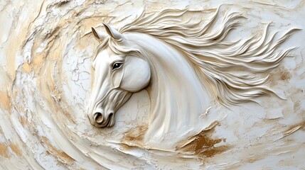 Aufkleber - 3D wall painting of a decorative horse for interior design