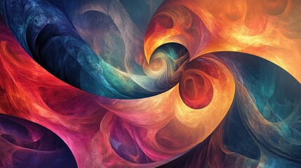Aufkleber - Abstract digital fractal design featuring a curving fantasy background