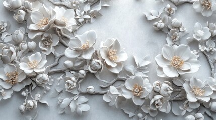 Aufkleber - 3D rendered decorative mural wallpaper featuring a floral design ideal as a high quality background for living spaces