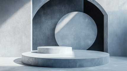 Poster - Abstract podium display for product presentation and advertising 3D rendering