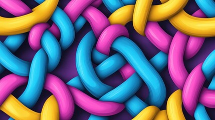 Wall Mural - Colorful intertwined loops creating a vibrant abstract pattern.