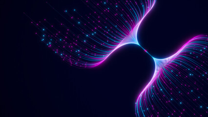 Poster - Big data artificial intelligence machine learning neural network flow complex information science innovation technology data analysis visualization cyberspace future. 3d rendering.