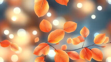 Poster - autumn leaves with vibrant orange hues hanging from a branch : Generative AI