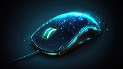 Glowing Computer Mouse with Sparkling Effects